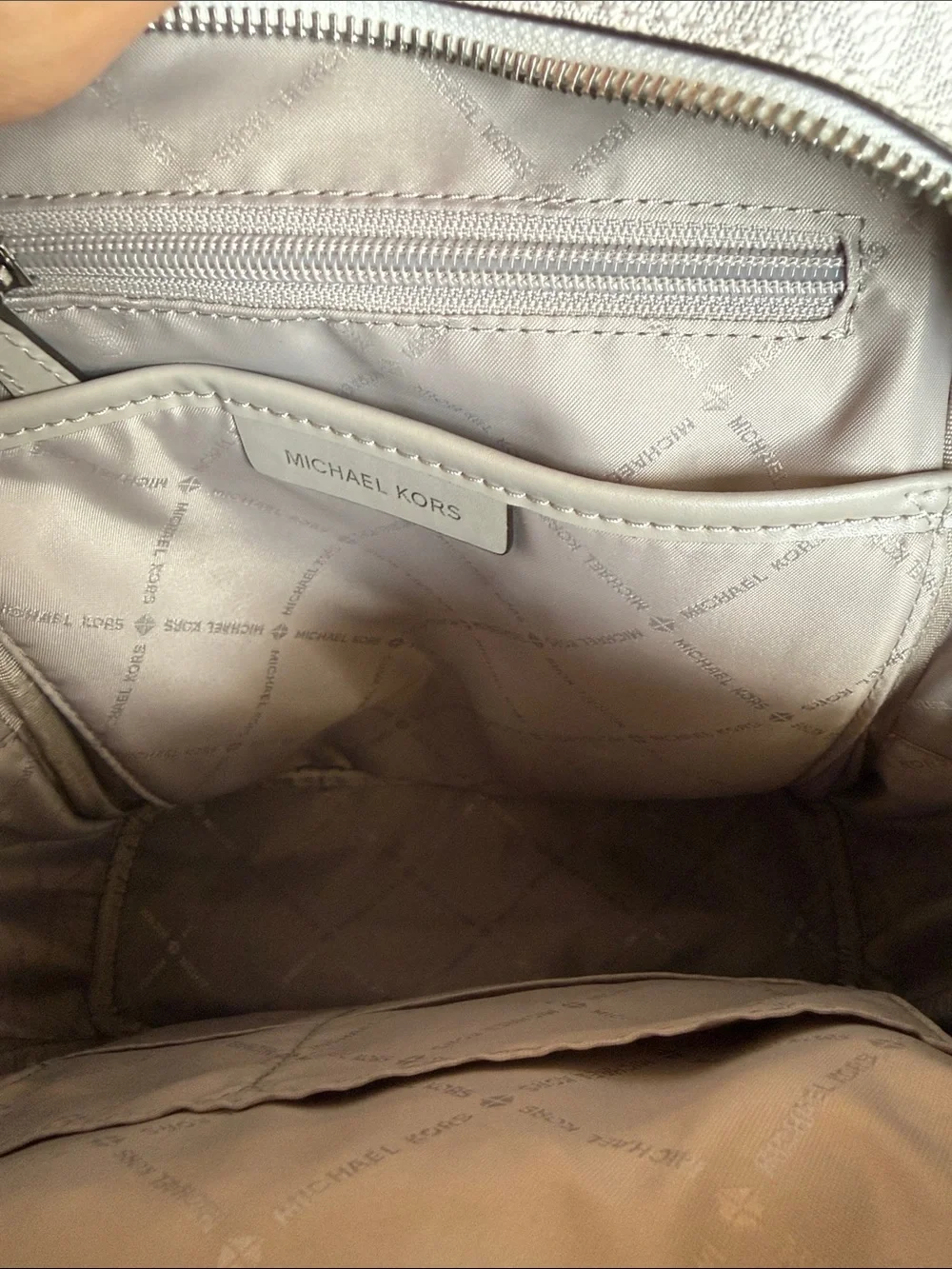 MICHAEL KORS White Logo Mini Backpack with Silver Hardware LIKE NEW